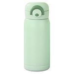 350ml/12oz Stainless Steel Vacuum Insulation Thermos Bottle Water Bottle with Pop-up Lid BPA Free Suitable for Hot and Cold, Easy to Carry (Light Green)