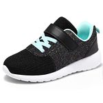 Harvest Land Kids Running Tennis Shoes Breathable Athletic Lightweight Non-Slip Walking Sport Sneakers for Girls and Boys, Black, 1 Little Kid