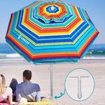 AMMSUN 6.5ft Beach Umbrella with Removable Sand Anchor, UV 50+ Portable Beach Umbrella for Sand with Push Button Tilt and Carry Bag, Parasol for Beach, Patio, and Backyard, Yellow Stripes