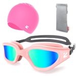 ZIONOR G1 Lite Swim Goggles and Swim Cap Set Comfortable Anti-fog Swimming Goggles Cap for Adult Men Women