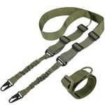 Tactical One/Two Point Sling and Universal Buttstock Attachment Strap 1, 2 Point Rifle Airsoft Weapon Gun Sling (Green)