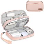 FINPAC Travel Electronic Bag, Portable Cable Organizer Electronic Essentials Pouch Case, Double Layer Storage Bag for Cord, Hard Drive, Charger, Wireless Earbuds, USB, SD Card (Pink)