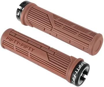 FIFTY-FIFTY Mountain Bike Grips, Single Lock-on MTB Handlerbar Grips, Soft and Comfortable, Non-Slip Locking Bicycle Handle for All Mountain, Enduro, Downhill (Brown)