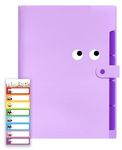 NISUN 5 Pocket Expanding File Folder with Fun Sticky Labels, Letter Size Accordion File Organizer, Portable Folders for Documents, Aesthetic Paper Organizer for School & Office (Purple)