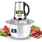 iBELL MT500SL Meat Grinder/Mincer, 5 Litre Stainless Steel Bowl, 1200W, Multi Purpose Chopper for Meat, Vegetables, Onion, Garlic Slicer, Fruit & Nuts (Silver)