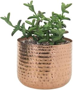 MyGift 6 Inch Copper Tone Metal Plant Pot with Hammered Design, Decorative Small Succulent Planter - Handcrafted in India