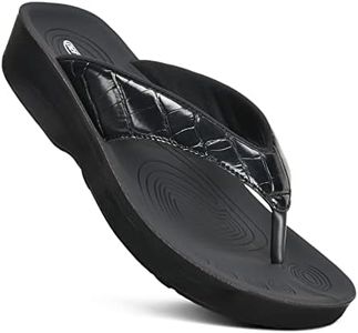 AEROTHOTIC Flip Flops for Women, Felice Black, Size 11