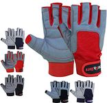 MRX BOXING & FITNESS Sailing Gloves with 3/4 Finger and Grip, Great for Kayaking, Workouts and More Grey/Red