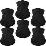 6 Pack Neck Gaiter Balaclava Bandana Gator Face Mask Scart Cover Breathable Sun Protection Headwear for Men Women (6 Pack Black)