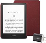 Kindle Paperwhite Essentials Bundle including Kindle Paperwhite (16 GB), Leather Cover - Merlot, and Power Adapter