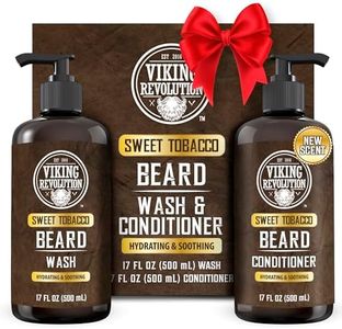 Viking Revolution Beard Wash and Beard Conditioner for Men with Argan Oil and Jojoba Oil - Beard Softener and Strengthener Beard Care Beard Shampoo and Conditioner with Beard Oil (17oz, Sweet Tobacco)