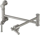 Lava Odoro Pot Filler Faucet Brushed Nickel, Modern Two-Attachment Pot Filler Wall Mount Two Handle Folding Kitchen Faucet with Dual Joint Swing Arm, Spot-Resist Stainless, PF312-BN