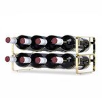 LIVIVO Elegant Stackable Wine Shelf Rack Metal Countertop Storage Organiser Holder Display Stand Up to 4 8 12 Bottles Ideal For Wine Bottles Water Drinks Beverages Whiskey Juice Liquor (2, Gold)