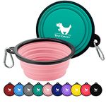 Collapsible Dog Bowls for Travel, 2-Pack Dog Portable Water Bowl for Dogs Cats Pet Foldable Feeding Watering Dish for Traveling Camping Walking with 2 Carabiners, BPA Free