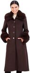 Vince Camuto Winter Coats, Women Single-Breasted Fur Collar Cuffed Womens Jacket, Espresso-XXS