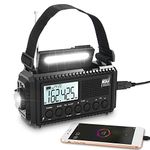 5000mAh Auto NOAA Digital Weather Radio,5 Way Powered Solar Hand Crank Portable Emergency Radio/Phone Charger with Backlit LCD Screen,AM/FM/Shortwave,Read Lamp/Camping Flashlight,Earbud Jack,Clock,SOS