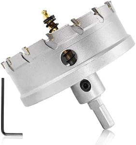 Qjaiune Metal Hole Saw 3-9/16 Inch / 90mm Hole Saw Drill Bit, Tungsten Carbide Tipped Hole Cutter with Titanium Plated Pilot Drill Bit, TCT Hole Saw for Stainless Steel Sheet Metal Brass Aluminum