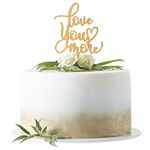 OM KRAFT Mirror Gold “Love You More Cake Topper”, Wedding Cake Topper, Cupcake Figurine, Use for Anniversary, Engagement Decorations