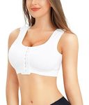 BRABIC Women Front Closure Post Surgery Compression Everyday Bras for Mastectomy Support with Adjustable Straps Wirefree, White, S