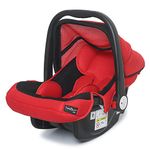 Fun Ride Cozy Baby Carry Cot with Canopy - 4 in 1 Multi Purpose Kids Carry Cot, Infant Rear-Facing Car Seat, Rocker for Infant Babies - for 0 to 15 Months - Weight Capacity Upto 13 Kgs (Red)