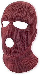 3 Hole Knitted Full Face Ski Mask Winter Balaclava Face Cover for Outdoor Sports, Maroon, One Size-4X-Large