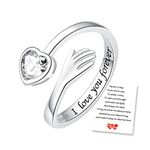 GUROTD Hug Ring,925 Sterling Silver Hug Rings for Women Girls I Love You Forever Hugging Hands Open Ring for Daughters Mum Wife Sister Valentines Day Birthday Jewelry Gifts