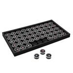 Ikee Design Black Foam Gem Jars Showcase Stackable Display Tray for Collectibles, Home Organization Storage Box with 50 Gemstones and Bead Storage Jars