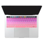 TwoL Ultra Thin Silicone Keyboard Cover Protector for MacBook Pro 13 15 Touch Bar (2016 and 2017, Apple Model Number A1706, A1707), Gradient Pink