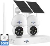 Hiseeu Solar Security Camera Outdoor,4MP Cameras,Wireless Home Security Cameras System,Color Night Vision,Solar-Powered, 2.4G/5G WiFi, 360° Pan & Tilt,500GB HDD,No Subscription