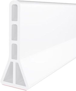 Raycity 3" High Shower Threshold Water Dam 59 IN Collapsible Shower Water Splash Guard for Curbless Shower Threshold Barrier Water Stopper for Wet and Dry Separation Bathroom and Kitchen (White)