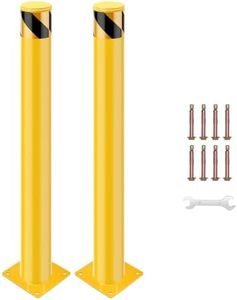 Garveetech Safety Bollard Post, 30" x 4.5" Removable Steel Bollard, Bolt Down Parking Bollards, Yellow