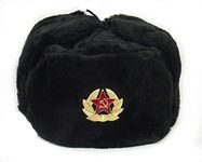 Hat Russian Soviet Army KGB * Fur Military Cossack Ushanka * Size XL Black