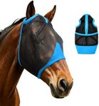 Hilltown Fly Masks for Horses Without Ears - Breathable Mesh, Large Eye Space, UV-Block, Built to Last, Comfort Fit - Horse Fly Mask for Grazing, Hot Weather Riding & Daily Use - Pony, Blue