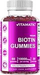 Vitamatic Biotin Gummies 10,000 mcg for Stronger Hair, Skin & Nails - 60 Vegan Gummies - Also Called Vitamin B7