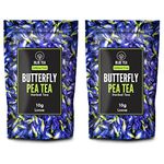 BLUE TEA - Butterfly Pea Flower Tea - 20 gm - 40 cups (Pack Of 2) | ANTI-OXIDANT RICH | Aparajita - Shankhpushpi | Caffeine Free - Detox Tea - Flower Based - Herbal Tea - Non GMO - Vegan | Zipper Pack