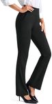 Rammus Womens High Waisted Dress Pants with Pockets Stretchy Business Casual Work Pants Bootcut Slacks for Office black/35 L