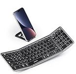 Seenda Foldable Bluetooth Keyboard, Folding Keyboard with Number Pad, Full Size Portable Travel Keyboard Mini Rechargeable Wireless for iOS Windows Android Tablet Mobile Phone iphone ipad, Black