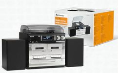 Denver DAB/DAB+ Record Player Turntable, Cassette Player, CD Player HiFi with USB Recording & Memory Card Reader - MRD-166
