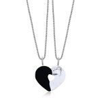 COAI His and Hers Yin Yang Howlite Black Obsidian Stone Pendant Necklaces