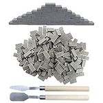 Woohome 350 PCS Gray Mini Wall Bricks Miniature Bricks Figurine Model Brick Building Set Fake Bricks with Scraper for Fairy Garden Landscaping Accessories, 1:16 Scale