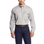 Ariat FR Solid Vent Work Shirt - Men’s Button-Down Long Sleeve Performance Shirt, Silver Fox, Large