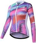 CATENA Women's Cycling Jersey Long Sleeve Breathable Bike Shirt Bicycle Clothing Quick Dry Womens Summer Tops Rainbow Aurora, Violet, Medium