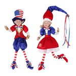 4th of July Decorations American Elf Figurines 2 Pcs Veterans Day Gifts Patriotic Decorations for The Home and Kitchen 22 Inch Independence Day USA Boy and Girl Collection Dolls PICUKI