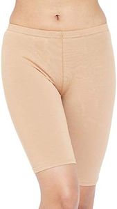 Clovia Women's Cotton Mid Waist Cycling Shorts with Inner Elastic (PN3352P24_Beige_XXL)