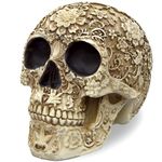 Readaeer Life Size Floral Human Skull Model Adult Head Bone Model Day of The Dead Decor