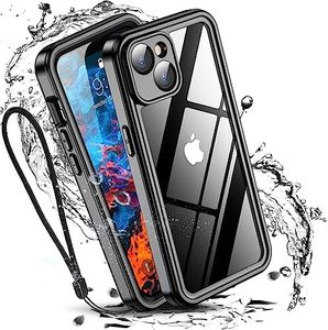 W7ETBEN for iPhone 15 Plus Case,Waterproof Built-in Screen Protector [14 FT Military Drop Proof] [Full Body Shockproof] [Dustproof] [IP68 Underwater] Phone Case for iPhone 15 Plus 6.7 inch Black