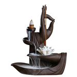 Handmade Waterfall Backflow Incense Burner,Backflow Incense Burner Incense Holder for Home Office Bedroom Yoga Decoration with 10 Pcs Free Cones (Lotus Hand)