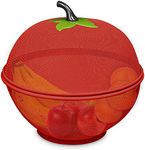 Kresal Apple-Shaped Fruit Basket, Mesh Fruit Holder Covered Fruit Bowl for Kitchen, Counter, Fruits Storage Drain Basket, Vegetable Storage Holder for Fruits & Vegetables - (Red)