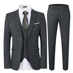 WEEN CHARM Mens Suits 2 Button Slim Fit 3 Pieces Suit Grey