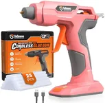 GoGonova Glue Gun Zuel, 20s Fast Preheating Anti-drip Cordless Glue Gun, 2Ah USB-C Rechargeable Hot Glue Gun Kit with 25 Pcs Mini Glue Sticks, Smart Power-Off, Pink